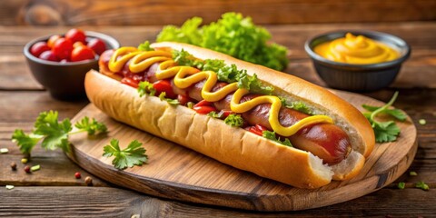 Freshly grilled hot dog with condiments and bun , hot dog, condiments, grilled, bun, sausage, mustard, ketchup, relish, BBQ