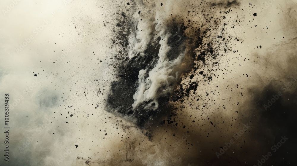 Aufkleber abstract explosion of smoke and dust creating a dramatic visual effect.