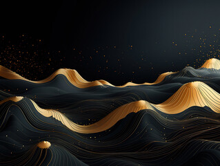 Mountain line art background, luxury gold wallpaper design for cover