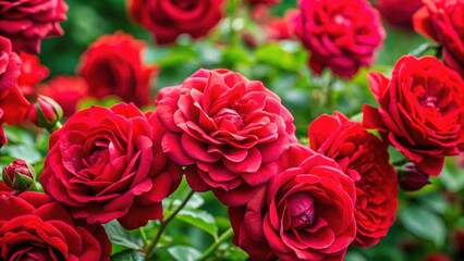 Cluster of vibrant red roses in full bloom, roses, flowers, vibrant, red, cluster, garden, blooming, petals, botanical