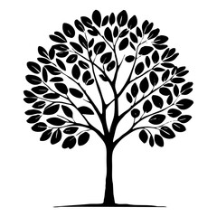Obraz premium Tree . Black and white botanical pattern. For use in graphics, materials. Abstract plant shapes. Minimalist illustration for printing on wall decorations.