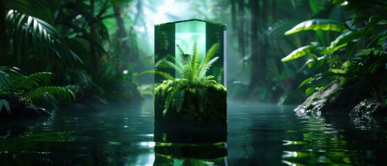 Obraz premium Serene Sparkling Stream with Lush Greenery