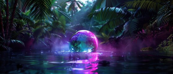 Obraz premium Glistening Stream in Lush Green Forest