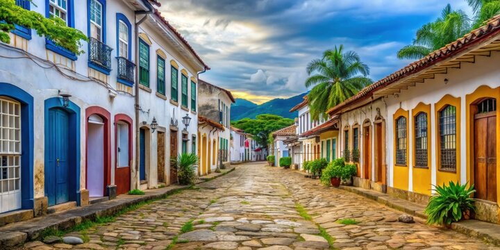 Historical center of Paraty in Brazil featuring cobblestone streets