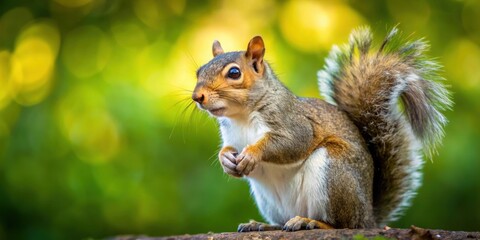 Obraz premium Squirrel on background, squirrel, isolated,white background, rodent, cute, fluffy, small, animal, wildlife, forest, nature, park