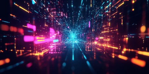 Obraz premium abstract neon background with glowing lines and neon lights