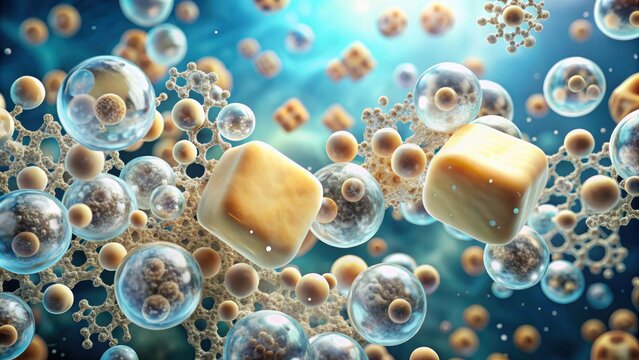 Soap molecules capturing dirt in a micelle structure, Soap, molecules, dirt, micelle, hydrophobic, hydrophilic, grease, oily