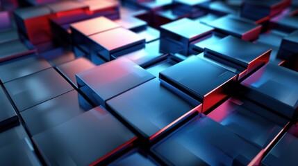 Abstract Geometric Pattern of Blue and Red Cubes