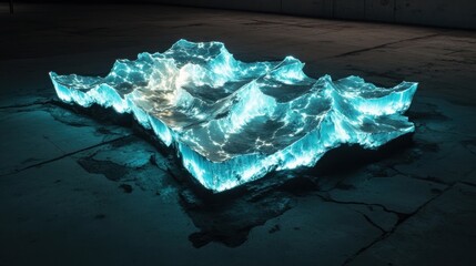 Fototapeta premium A glowing, abstract representation of waves, illuminated in a dark space.