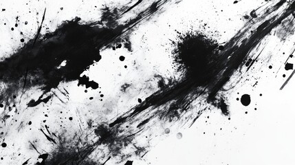 Obraz premium Abstract black ink splatter on white background