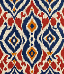 Oil painting . Abstract background in Ikat technique . Printable pattern for wall decorations.