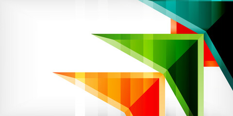 Arrows with 3d effect abstract background. Triangles on light grey backdrop