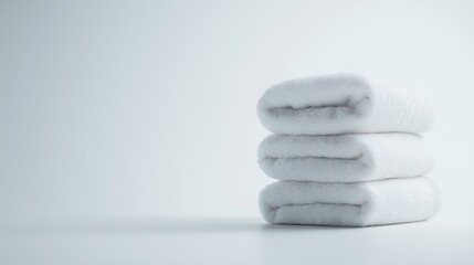 Clean and Soft White Towels Stacked on a Simple Background