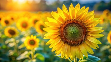 Obraz premium Close up of a vibrant blooming sunflower , sunflower, blooming, vibrant, yellow, petals, beauty, close up, nature, garden, summer