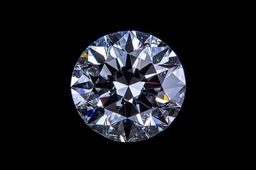 Diamond isolated on black background. Round brilliant cut. with generative ai