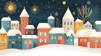 Intricate holiday card design with festive elements and joyful seasonal greetings