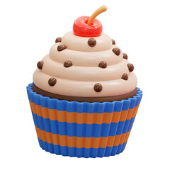tiramisu cupcake 3d icon illustration