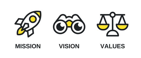 Mission. Vision. Values. Web page template. Modern flat design concept. Purpose business concept. Mission symbol illustration. Success and growth concepts. Business vision presentation © lucky_xtian