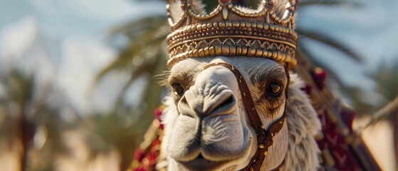 Obraz premium Camel in Royal Costume with Crowning Glory
