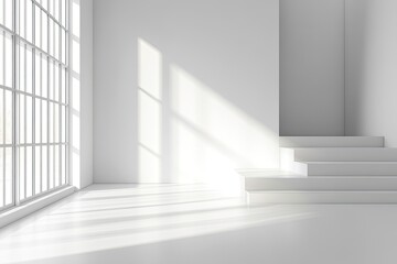 Fototapeta premium Empty area scene. Interior of living minimal style with empty space for products presentation or text for advertising with generative ai