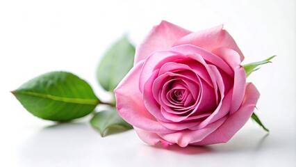 Pink rose isolated on white background soft focus Point of View