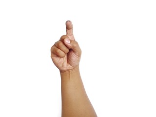 Deaf alphabet letter Z by hand. Letter 'Z' in sign language, isolated on a white background. Hand...