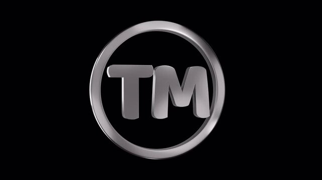 3D trademark icon spinning. Alpha channel. Seamless looping.