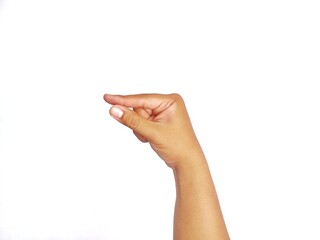 Deaf alphabet letter G by hand. Letter 'G' in sign language, isolated on a white background. Hand...