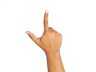Hand Gesture Sign Language 'L' Symbol on White Background - Stock Photo