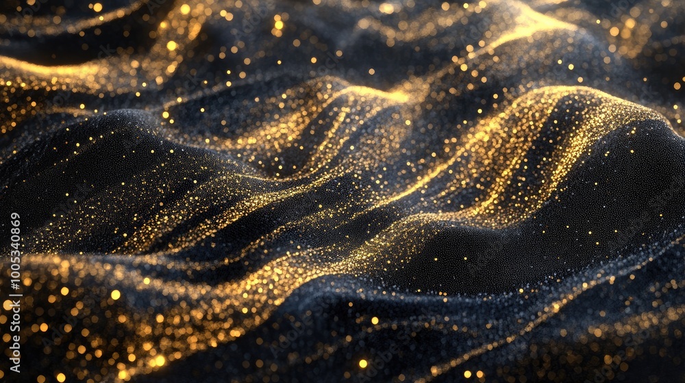 Poster mesmerizing abstract pattern symbolizing wealth, with shimmering gold elements creating a stunning v