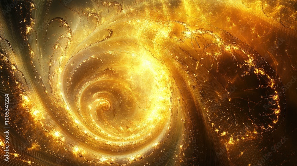 Poster mesmerizing golden swirls and luxurious patterns forming an abstract representation of wealth on a d