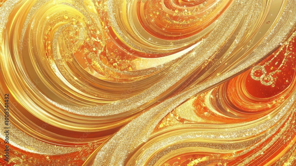 Aufkleber mesmerizing golden swirls forming an abstract pattern of wealth, with luxurious elements on a dynami