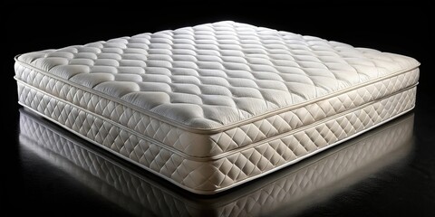 Fototapeta premium Plush white mattress on black background for cozy sleep