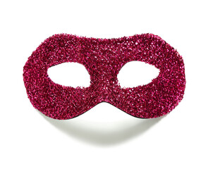 Red carnival mask on white background