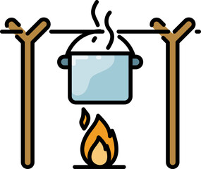 Outdoor cooking line icon