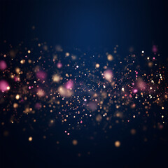 festive abstract background with shimmering gold
and green particles and twinkling lights and boke