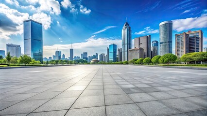 public square with cleared road surface in urban center