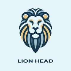 Unique, minimalist, simple colored lion or lion head logo illustration