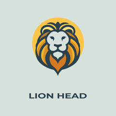 Unique, minimalist, simple colored lion or lion head logo illustration