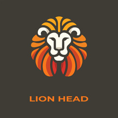 Unique, minimalist, simple colored lion or lion head logo illustration