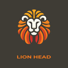 Unique, minimalist, simple colored lion or lion head logo illustration