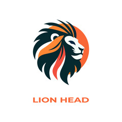 Unique, minimalist, simple colored lion or lion head logo illustration
