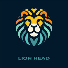 Unique, minimalist, simple colored lion or lion head logo illustration