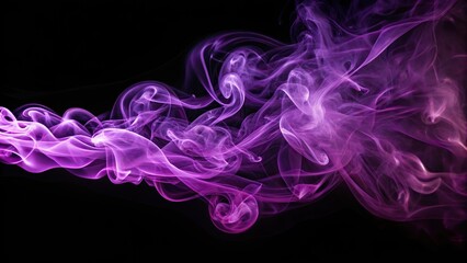 Purple wispy smoke trails on black background, high angle view
