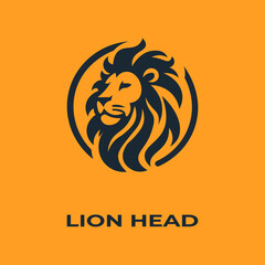 Unique, minimalist, simple colored lion or lion head logo illustration