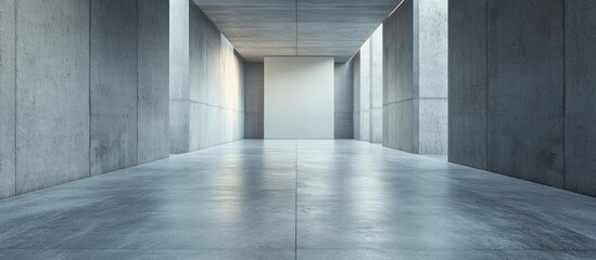 Obraz premium Empty concrete hallway with a white wall at the end.