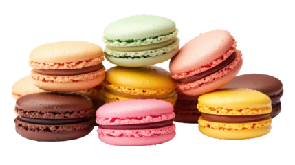colorful macarons on transparent background