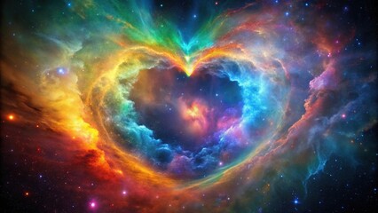Obraz premium rainbow heart nebula in space