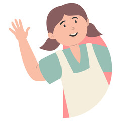 Peeking Human Cartoon Character. Isolated Illustration on White Background