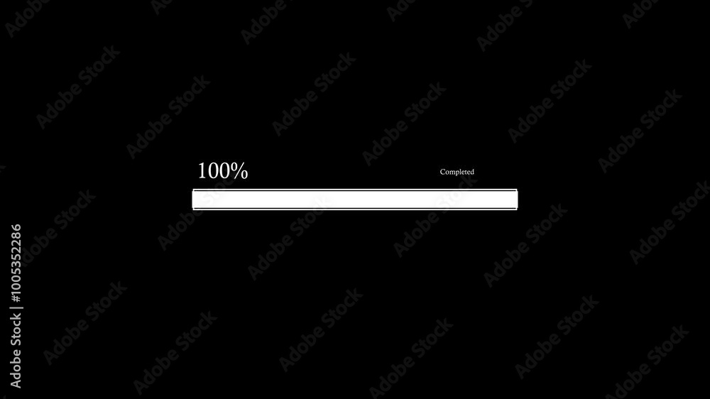 Poster loading progress bar downloading bar ,status bar, processing from 0 to 100 transfer on black backgro